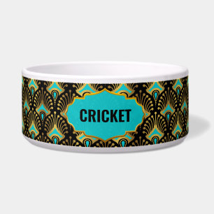 Gold, Blue and Black Art Deco Pattern Custom Name