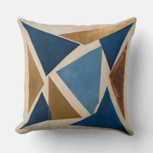 Gold Blue and Bronze triangles Cushion