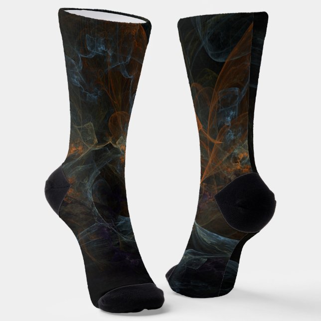 Gold blue and grey abstract socks (Angled)