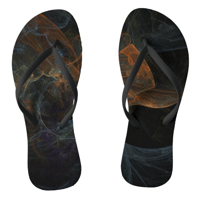 Gold blue and grey abstract thongs (Footbed)