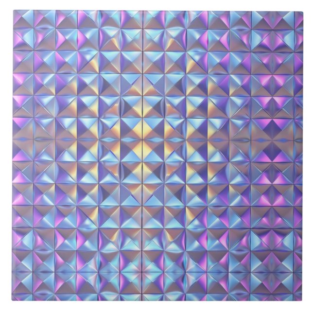 Gold, Blue and Purple Iridescent Geometric 2 Ceramic Tile (Front)