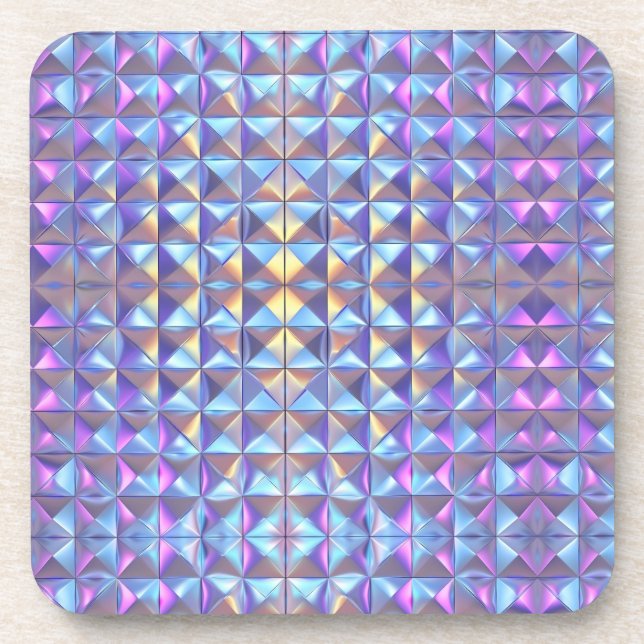 Gold, Blue and Purple Iridescent Geometric 2 Coaster (Front)