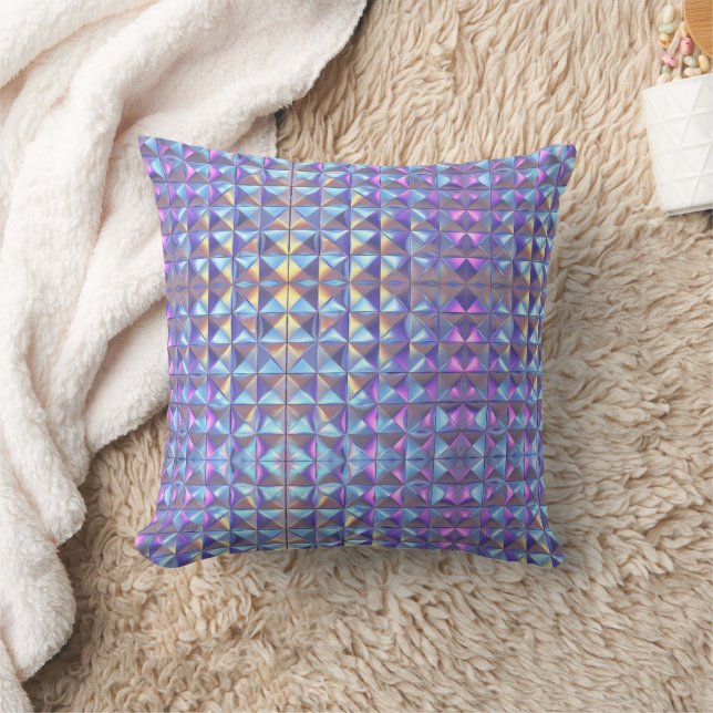 Gold, Blue and Purple Iridescent Geometric 2 Cushion (Blanket)