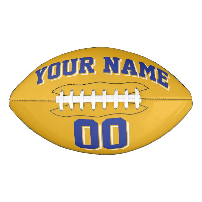 GOLD BLUE AND WHITE Custom Football (Front)