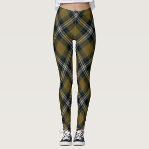 Gold Blue Argyle Tartan Plaid Pattern Leggings