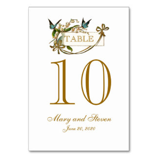 Gold Blue Butterfly Wedding Table Number Card