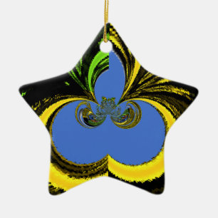 Gold Blue Ceramic Ornament