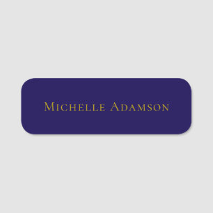 Gold & Blue Color Professional Plain Modern Name Tag