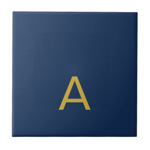 Gold & Blue Colour Monogram Professional Initial Ceramic Tile