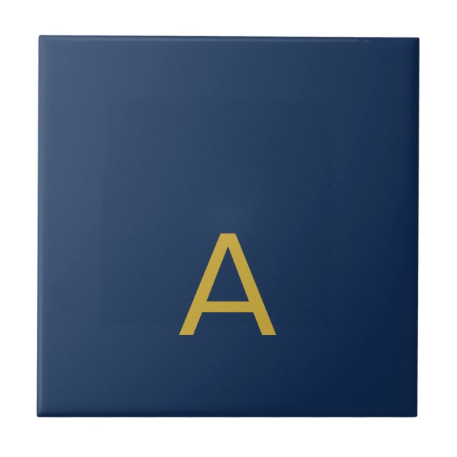 Gold & Blue Colour Monogram Professional Initial  Ceramic Tile (Front)