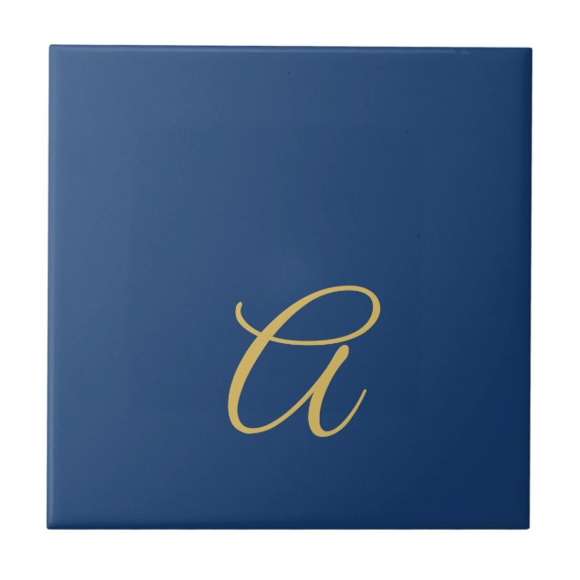 Gold & Blue Colour Monogram Professional Initial  Ceramic Tile (Front)