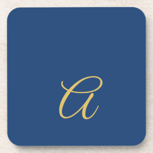 Gold & Blue Colour Monogram Professional Initial Coaster