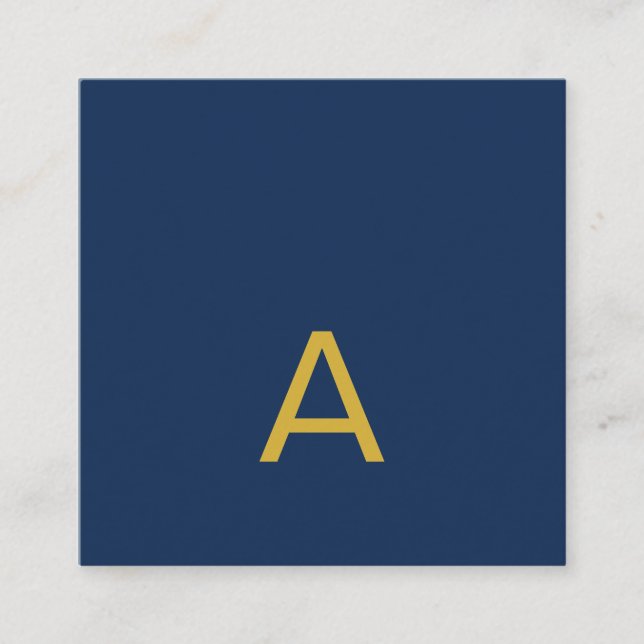 Gold & Blue Colour Monogram Professional Initial  Enclosure Card (Front)