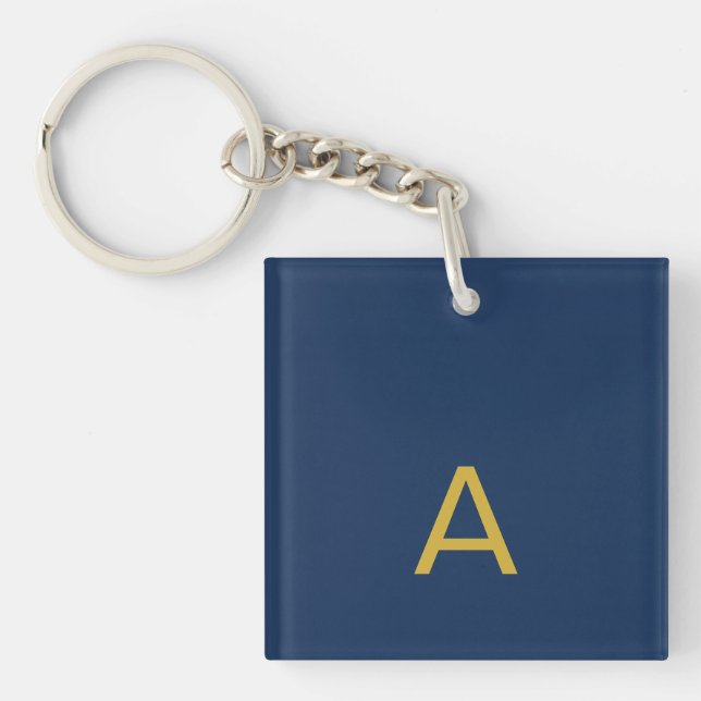 Gold & Blue Colour Monogram Professional Initial  Key Ring (Front)