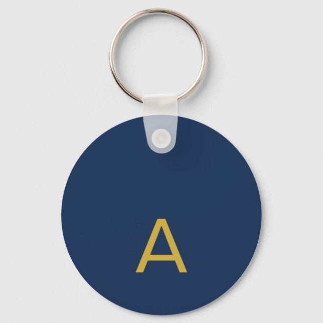 Gold & Blue Colour Monogram Professional Initial  Key Ring (Front)