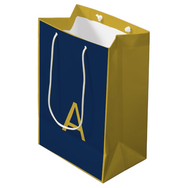 Gold & Blue Colour Monogram Professional Initial  Medium Gift Bag (Front Angled)