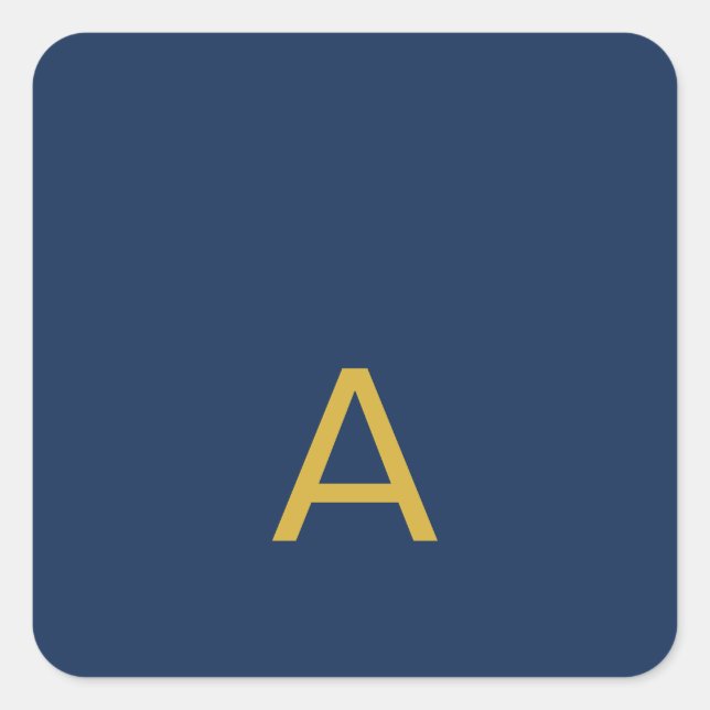 Gold & Blue Colour Monogram Professional Initial  Square Sticker (Front)