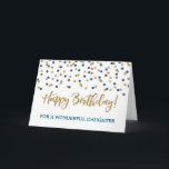 Gold Blue Confetti Daughter Birthday Card<br><div class="desc">Birthday card for daughter with gold and blue modern glitter confetti pattern. Please note glitter effect is photographic effect only.</div>