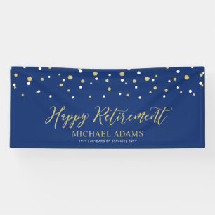 Gold & Blue Confetti   Happy Retirement Party Bann Banner