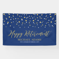 Gold & Blue Confetti | Happy Retirement Party Bann