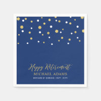 Gold & Blue Confetti Happy Retirement Party