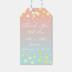 Gold blue coral ombre gift tag