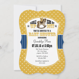 Gold Blue Cowboy Baby Shower Invitation