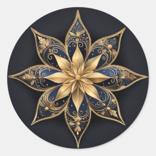 Gold Blue Decorative Flower Sticker