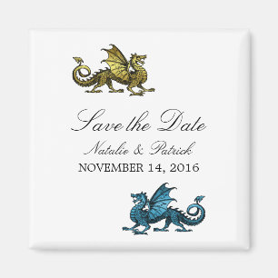 Gold Blue Dragon Save the Date Magnet
