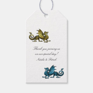 Gold Blue Dragon Wedding Gift Tags