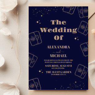Gold Blue Elegant Tarot Card Wedding