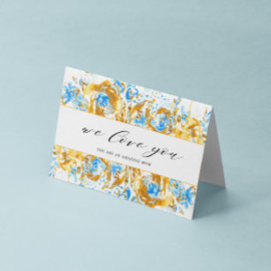 gold blue floral happy mother's day card