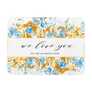 gold blue floral happy mother's day  magnet