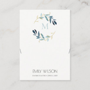GOLD BLUE FOLIAGE MONOGRAM BRACELET DISPLAY LOGO BUSINESS CARD