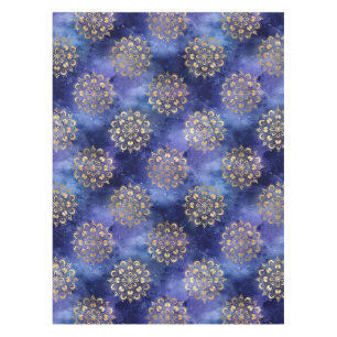 Gold & Blue Galaxy Dharma Mandala Pattern Tablecloth