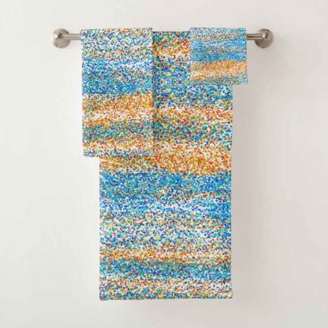 Gold Blue Glitter Abstract Bath Towel Set (Insitu)
