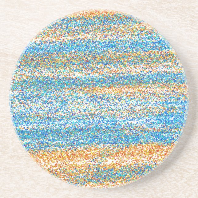 Gold Blue Glitter Abstract Coaster (Front)