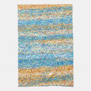 Gold Blue Glitter Abstract Tea Towel