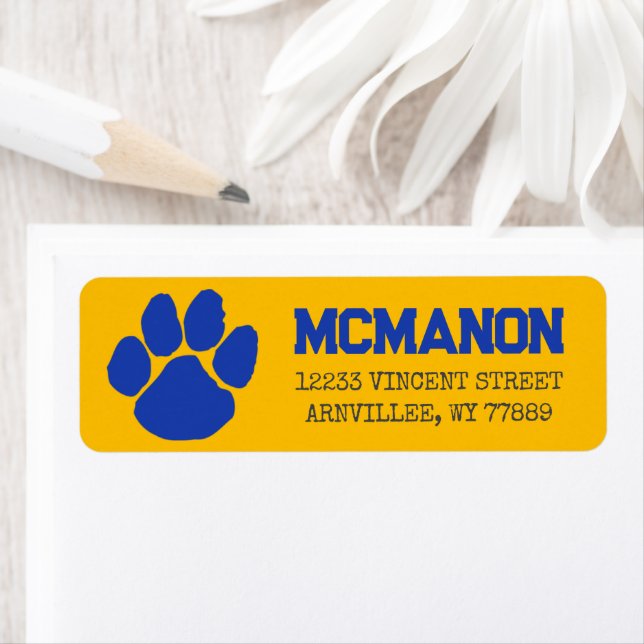 Gold & Blue Graduation Return Address Labels (Insitu)