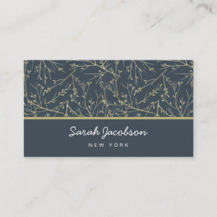 Gold Blue Grey Twigs Abstract Business Card