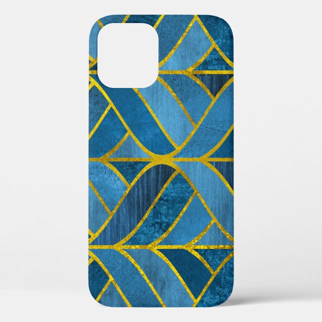 Gold Blue Grunge Pattern Case-Mate iPhone Case (Back)