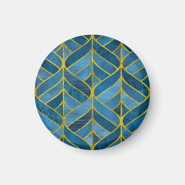 Gold Blue Grunge Pattern Magnet (Front)