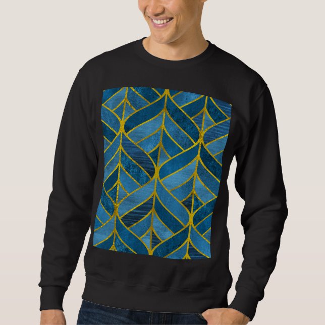 Gold Blue Grunge Pattern Sweatshirt (Front)