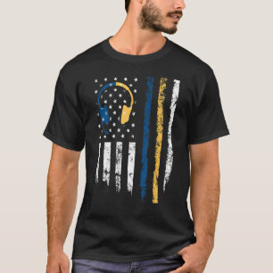 Gold Blue Line 911 Police Dispatcher First Respond T-Shirt