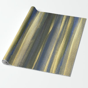 Gold Blue Lines Matte Wrapping Paper, 30 in x 6 ft Paper