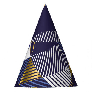 Gold Blue Luxury: Geometric Seamless Pattern Party Hat