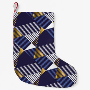 Gold Blue Luxury: Geometric Seamless Pattern Small Christmas Stocking