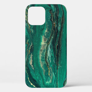 Gold Blue Marbling: Fluid Art iPhone 12 Case
