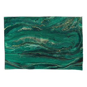 Gold Blue Marbling: Fluid Art Pillowcase