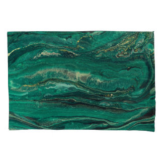 Gold Blue Marbling: Fluid Art Pillowcase